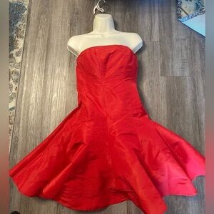 FINAL Ralph Lauren Dress Womens 6 Red Strapless Fit Flare Silk Party Holiday